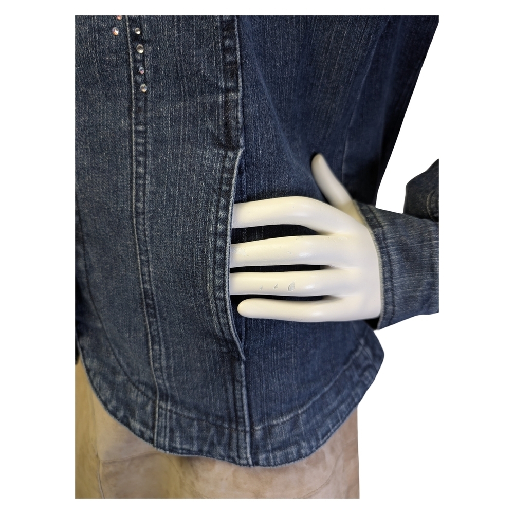 Rhinestone Studded Denim Jacket | Katina Marie | Y2K Glam Western | Size M - Picture 9 of 9